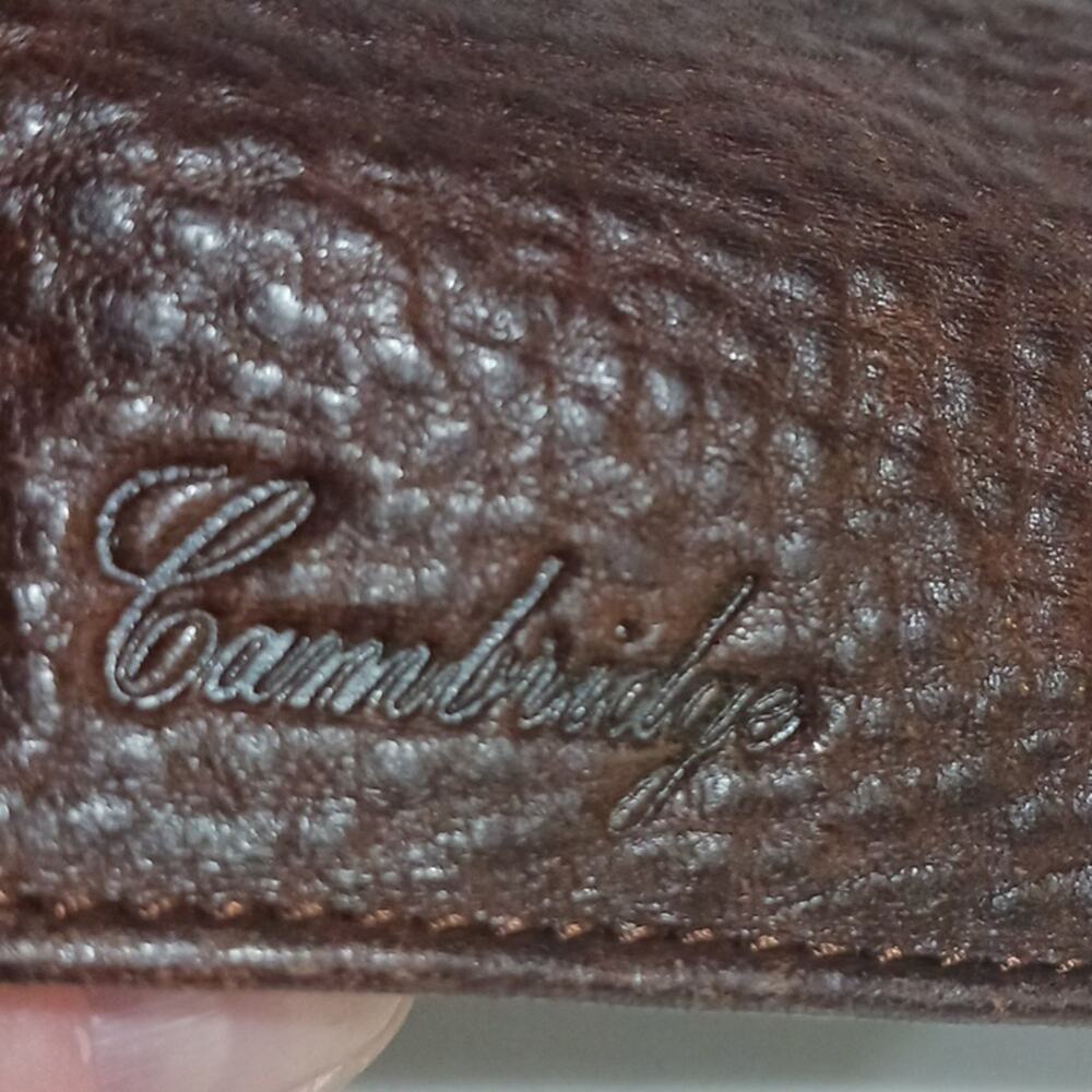 Cambridge Vintage Document Case Thick Brown Pebbled Leather Magnetic Closure - Picture 9 of 12